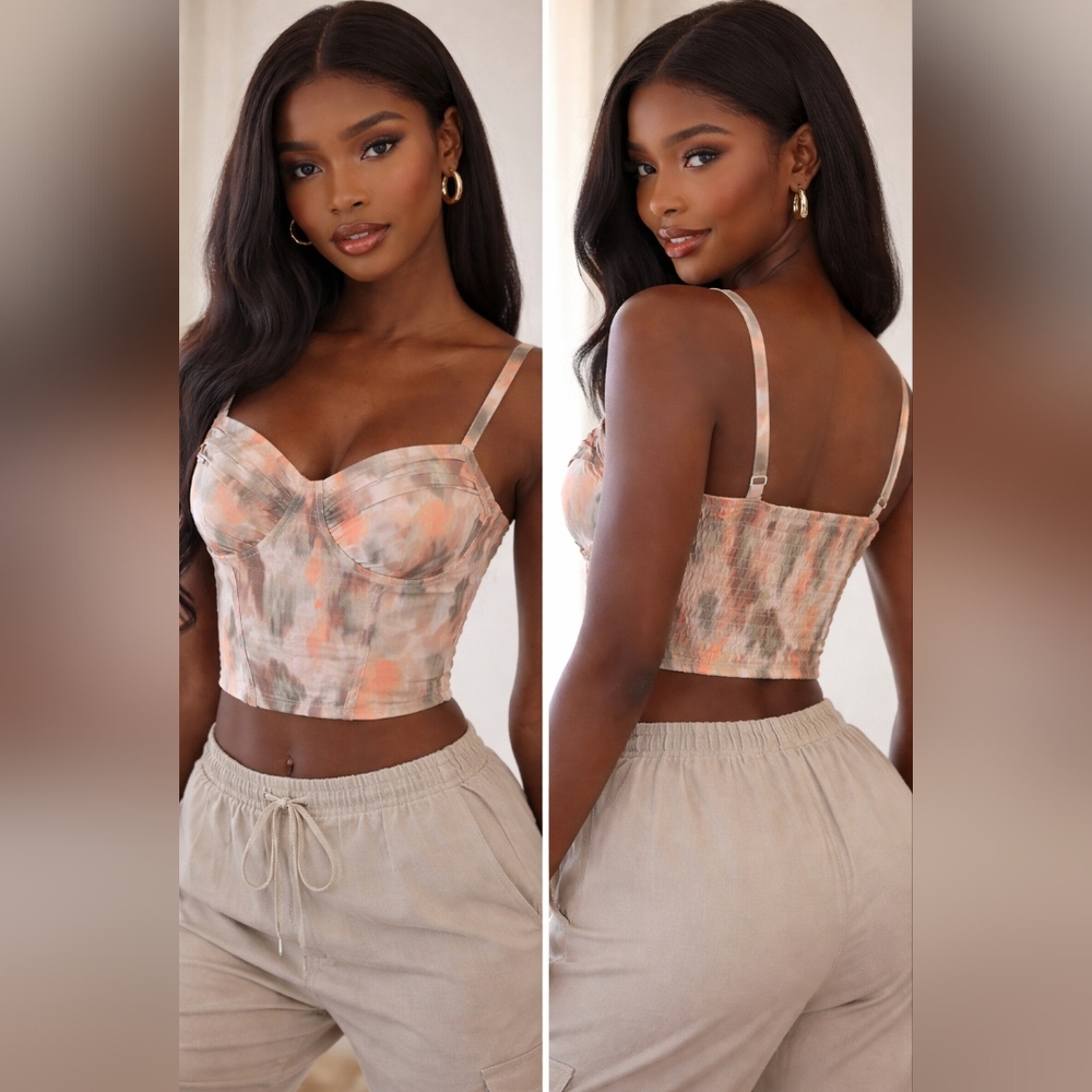 ✨ NWT Shein Watercolor Bustier Crop Top – Medium ✨